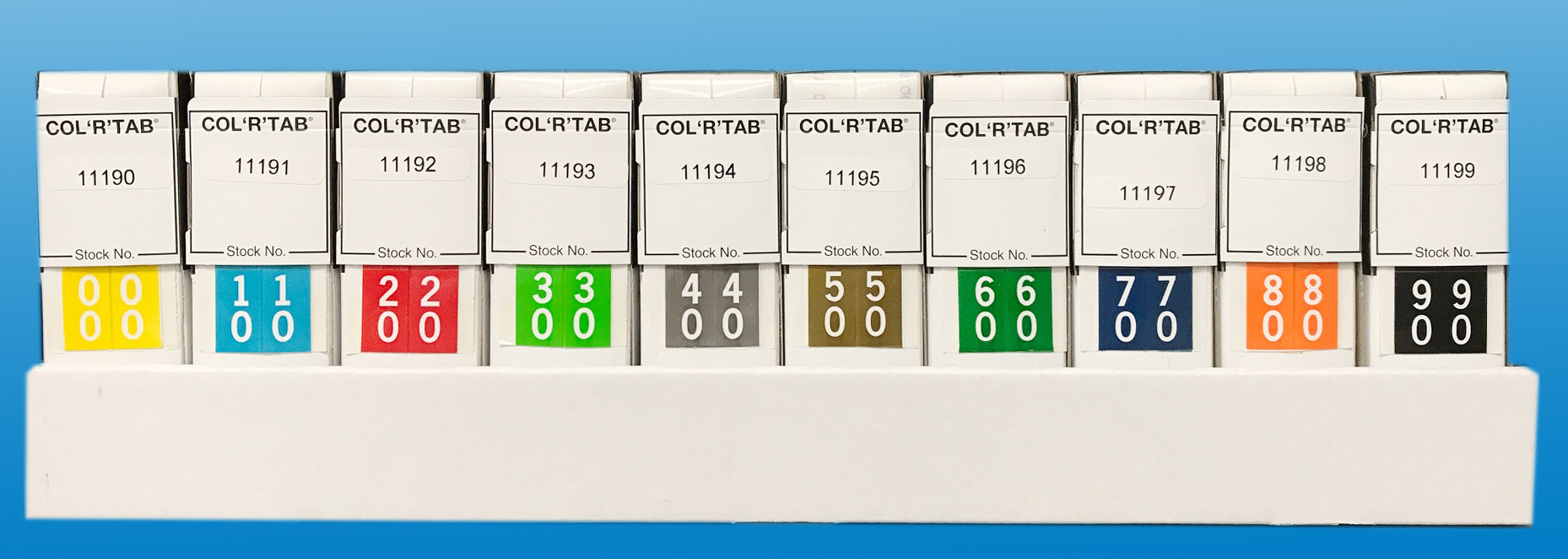 Tabbies 11200 - ORIGINAL Col'R'Tab DOUBLE DIGIT NUMERIC 11190 SERIES KIT, 11190 SERIES DOUBLE-DIGIT LABELS '#00-99' KIT, INCLUDES 1 ROLL EACH NUMBER, 13-1/4"L x 4-3/8"W x 1-3/4"H, 5,000 LABELS/UNIT