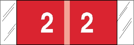 Tabbies 11852 - ORIGINAL Col'R'Tab NUMERIC 11850 LABEL SERIES, 1/2" NUMERIC TABS '#2', RED, 1/2"H x 1-1/2"W, 500/ROLL