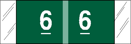 Tabbies 11856 - ORIGINAL Col'R'Tab NUMERIC 11850 LABEL SERIES, 1/2" NUMERIC TABS '#6', GREEN, 1/2"H x 1-1/2"W, 500/ROLL