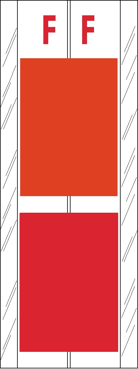 Tabbies 12706 - ACME VISIBLE COMPATIBLE ALPHA 12700 LABEL SERIES, 4" 2-COLOR ALPHA TABS 'F', PINK/RED, 4"H x 1-1/2"W, 102/PACK