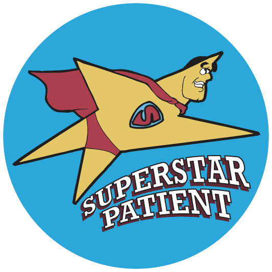 Tabbies 20006 - CHILDREN'S STICKERS PRACTICE MARKETING/GIVEAWAYS, SUPERSTAR PATIENT, DARK BLUE, 1-3/4" CIRCLE, 100/ROLL