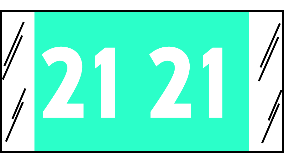 Tabbies 51721 - ORIGINAL COL'R'TAB YEARCODE 51700 LABEL SERIES, 3/4" YEARCODE LABEL '21', LIGHT BLUE, 3/4"H x 1-1/2"W, 500/ROLL