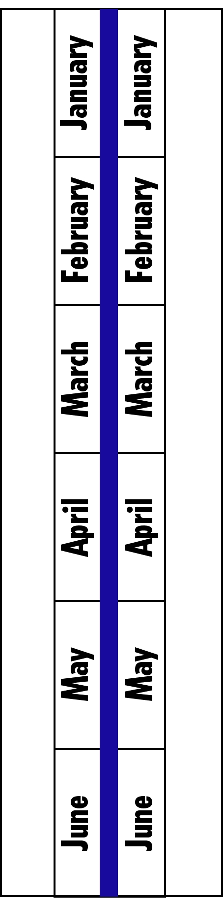 Tabbies 58305 - PRINTED INDEX TABS, 1" MONTH 'JANUARY - DECEMBER', 1 SET/PACK, BLUE COLOR EDGE, 1"W - 1/2" EXTENSION, 10 PACKS/BOX