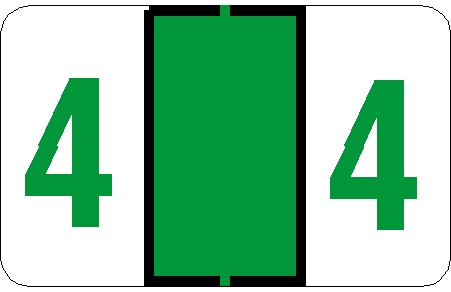 Tabbies 71104 - TAB PRODUCTS & JETER 6100 COMPATIBLE NUMERIC 71100 LABELS, 1" NUMERIC LABEL '#4', LIGHT GREEN, 15/16"H x 1-1/2"W, 252/PACK
