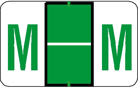 Tabbies 71133 - TAB PRODUCTS & JETER 5100 COMPATIBLE ALPHA LABEL SERIES, 1" ALPHA LABEL 'M', LIGHT GREEN, 15/16"H x 1-1/2"W, 252/PACK