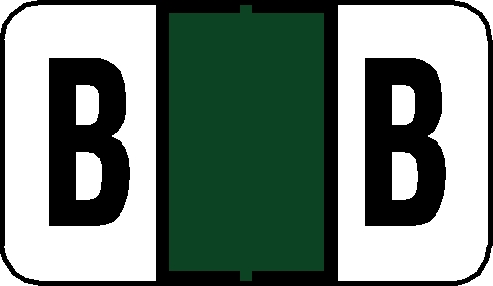 Tabbies 71522 - JETER 5800, 7100, 7200 COMPATIBLE ALPHA 71520 LABEL SERIES, 1" ALPHA LABEL 'B', DARK GREEN, 15/16"H x 1-5/8"W, 252/PACK