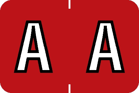 Tabbies 71621 - BARKLEY ABKM COMPATIBLE ALPHA 71620 LABEL SERIES, 1" ALPH LABEL 'A', RED, 1"H x 1-1/2"W, 252/PACK