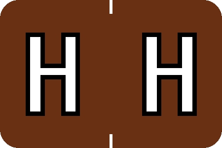 Tabbies 71628 - BARKLEY ABKM COMPATIBLE ALPHA 71620 LABEL SERIES, 1" ALPH LABEL 'H', BROWN, 1"H x 1-1/2"W, 252/PACK