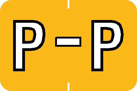 Tabbies 71636 - BARKLEY ABKM COMPATIBLE ALPHA 71620 LABEL SERIES, 1" ALPH LABEL 'P', YELLOW, 1"H x 1-1/2"W, 252/PACK