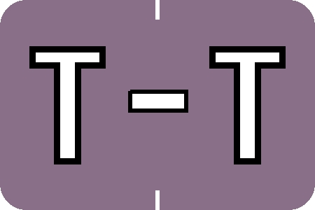Tabbies 71640 - BARKLEY ABKM COMPATIBLE ALPHA 71620 LABEL SERIES, 1" ALPH LABEL 'T', LILAC, 1"H x 1-1/2"W, 252/PACK