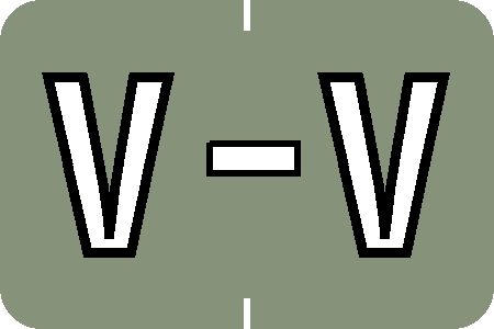 Tabbies 71642 - BARKLEY ABKM COMPATIBLE ALPHA 71620 LABEL SERIES, 1" ALPH LABEL 'V', GRAY, 1"H x 1-1/2"W, 252/PACK