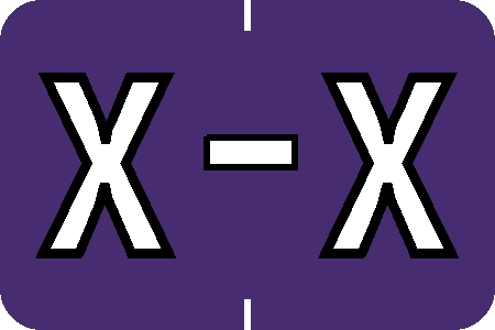 Tabbies 71644 - BARKLEY ABKM COMPATIBLE ALPHA 71620 LABEL SERIES, 1" ALPH LABEL 'X', PURPLE, 1"H x 1-1/2"W, 252/PACK