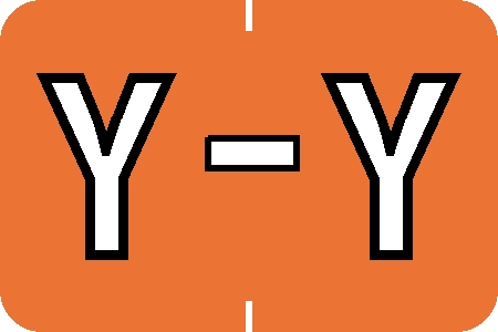 Tabbies 71645 - BARKLEY ABKM COMPATIBLE ALPHA 71620 LABEL SERIES, 1" ALPH LABEL 'Y', LIGHT ORANGE, 1"H x 1-1/2"W, 252/PACK