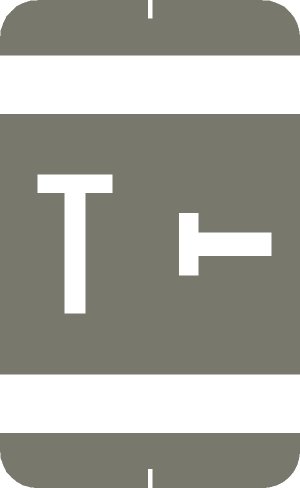 Tabbies 71840 - SMEAD ACC & ACCS COMPATIBLE ALPHA 71820 LABEL SERIES, 1-5/8" ALPHA LABELS 'T', GRAY, 1-5/8"H x 1"W, 108/PACK