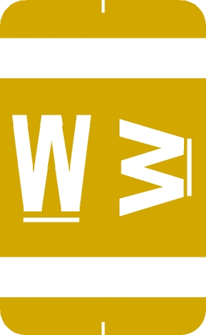 Tabbies 71843 - SMEAD ACC & ACCS COMPATIBLE ALPHA 71820 LABEL SERIES, 1-5/8" ALPHA LABELS 'W', YELLOW, 1-5/8"H x 1"W, 108/PACK