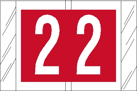 Tabbies 81002 - ORIGINAL Col'R'Tab NUMERIC 81000 LABEL SERIES, 1" NUMERIC TAB '#2', RED, 1"H x 1-1/2"W, 100/PACK