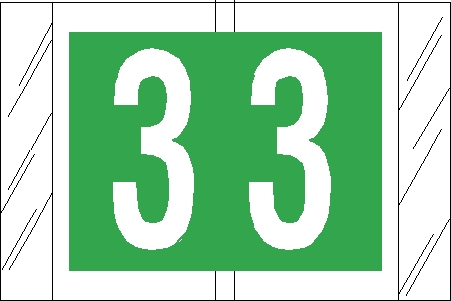 Tabbies 81003 - ORIGINAL Col'R'Tab NUMERIC 81000 LABEL SERIES, 1" NUMERIC TAB '#3', LIGHT GREEN, 1"H x 1-1/2"W, 100/PACK