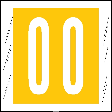 Tabbies 81500 - ORIGINAL Col'R'Tab NUMERIC 81500 LABEL SERIES, 1-1/2" NUMERIC TAB '#0', YELLOW, 1-1/2"H x 1-1/2"W, 104/PACK