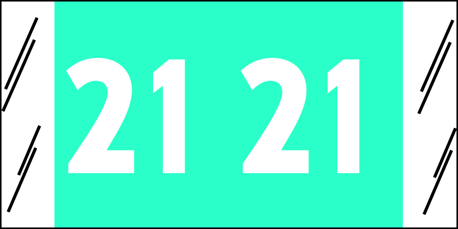 Tabbies 81721 - ORIGINAL Col'R'Tab YEARCODE 81700 LABEL SERIES, 3/4" YEARCODE TAB '21', LIGHT BLUE, 3/4"H x 1-1/2"W, 250/PACK