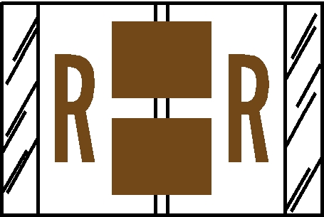 Tabbies 84118 - TAB PRODUCTS COMPATIBLE ALPHA 84100 LABEL SERIES, 1" ALPHA TAB 'R', BROWN, 1"H x 1-1/2"W, 100/PACK