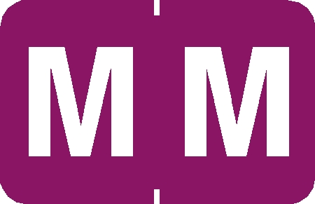 TABBIES0133 - TABBIES ALPHA 90120 LABEL SERIES, 1" PAPER LAMINATED ALPHA LABEL 'M', PURPLE, 1"H x 1-1/4"W, 500/ROLL