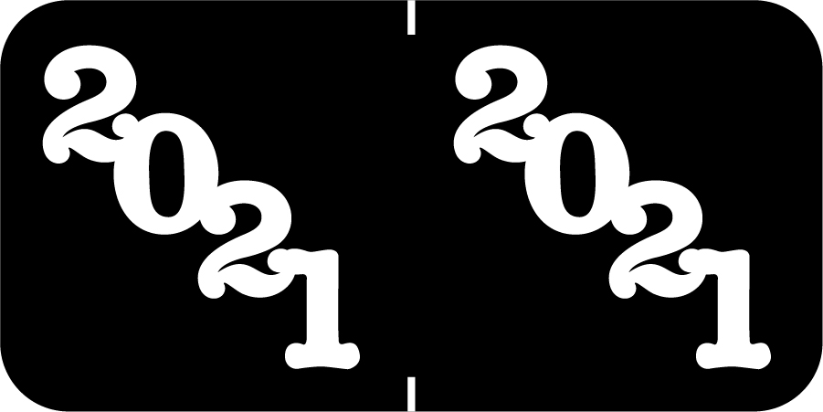 Tabbies 90421 - JETER COMPATIBLE YEARCODE 90400 LABEL SERIES, 3/4" YEARCODE LABEL '21', BLACK - WHITE PRINT, 3/4"H x 1-1/2"W, 500/ROLL