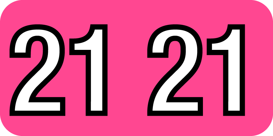 Tabbies 90621 - BARKLEY COMPATIBLE YEARCODE 90600 LABEL SERIES, 3/4" YEARCODE LABEL '21', PINK, 3/4"H x 1-1/2"W, 500/ROLL