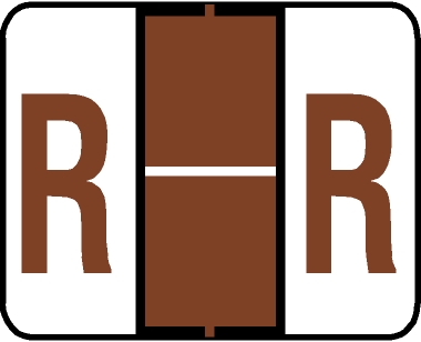 Tabbies 91038 - TAB PRODUCTS & SMEAD COMPATIBLE ALPHA 91020 LABEL SERIES, 1" PAPER LAMINATED ALPHA LABEL 'R', BROWN, 1"H x 1-1/4"W, 500/ROLL