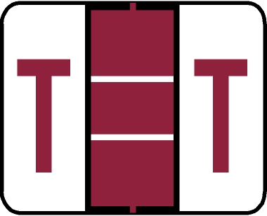 Tabbies 91040 - TAB PRODUCTS & SMEAD COMPATIBLE ALPHA 91020 LABEL SERIES, 1" PAPER LAMINATED ALPHA LABEL 'T', RED, 1"H x 1-1/4"W, 500/ROLL