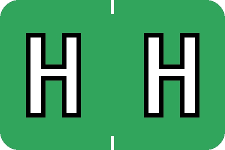 Tabbies 91428 - COLWELL JEWEL-TONE COMPATIBLE ALPHA 91420 LABEL SERIES, 1" ALPHA LABEL 'H', LIGHT GREEN, 1"H x 1-1/2"W, 500/ROLL