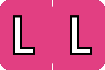 Tabbies 91432 - COLWELL JEWEL-TONE COMPATIBLE ALPHA 91420 LABEL SERIES, 1" ALPHA LABEL 'L', HOT PINK, 1"H x 1-1/2"W, 500/ROLL