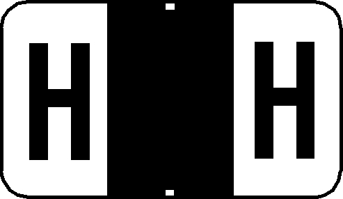 Tabbies 91528 - JETER COMPATIBLE ALPHA 91520 LABEL SERIES, 1" ALPHA LABEL 'H', BLACK, 15/16"H x 1-5/8"W, 500/ROLL