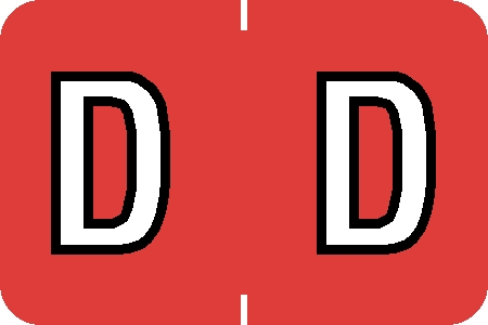 Tabbies 91624 - BARKLEY ABKM COMPATIBLE ALPHA 91620 LABEL SERIES, 1" ALPH LABEL 'D', DARK ORANGE, 1"H x 1-1/2"W, 500/ROLL