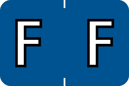 Tabbies 91626 - BARKLEY ABKM COMPATIBLE ALPHA 91620 LABEL SERIES, 1" ALPH LABEL 'F', BLUE, 1"H x 1-1/2"W, 500/ROLL