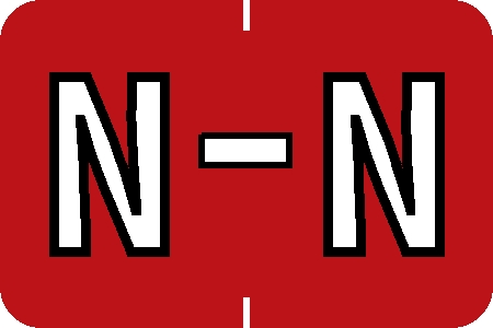 Tabbies 91634 - BARKLEY ABKM COMPATIBLE ALPHA 91620 LABEL SERIES, 1" ALPH LABEL 'N', RED, 1"H x 1-1/2"W, 500/ROLL