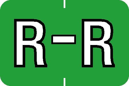 Tabbies 91638 - BARKLEY ABKM COMPATIBLE ALPHA 91620 LABEL SERIES, 1" ALPH LABEL 'R', LIGHT GREEN, 1"H x 1-1/2"W, 500/ROLL