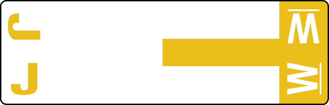 Tabbies 91930 - SMEAD NCC COMPATIBLE ALPHA 91920 LABEL SERIES, 1-5/32" ALPHA LABEL 'J&W', YELLOW, 1-5/32"H x 3-5/8"W, 100/PACK