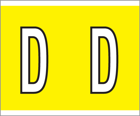 Tabbies 139-D - KARDEX PSF-139 COMPATIBLE ALPHA LABEL SERIES, 1-1/4" ALPHA LABELS 'D', YELLOW, 1-1/2"H x 1-1/4"W, 500/ROLL