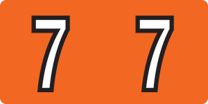 Tabbies 140-7 - KARDEX PSF-140 COMPATIBLE NUMERIC LABEL SERIES, 1/2" NUMERIC LABELS '#7', ORANGE, 1/2"H x 1"W, 500/ROLL