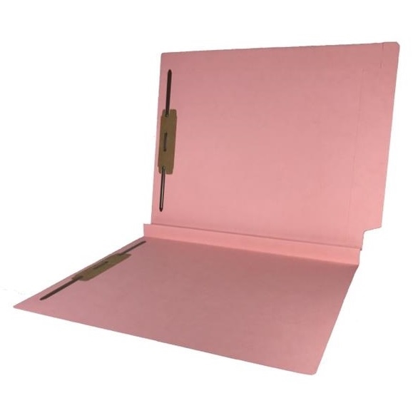 Colored Expansion Folders - Reinforced Top & End Tabs - 1-1/2" Expansion - 14 PT. Pink - Fasteners in Positions 1 & 3 - Letter Size - 50/Box