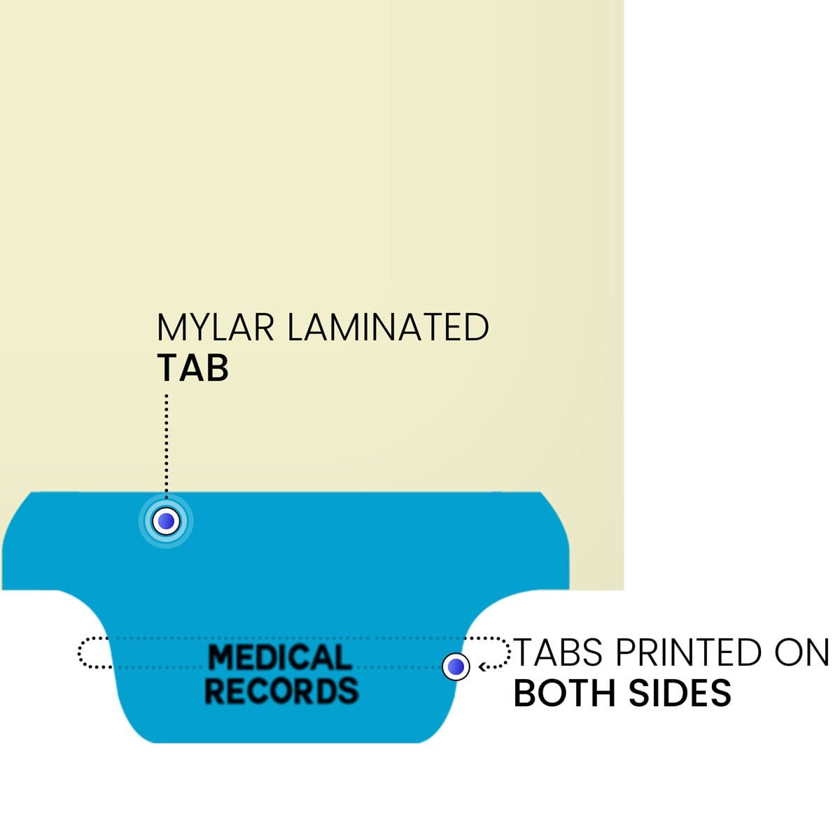 "Medical Records" Bottom Tab Chart Divider - Blue Tab Position 6 - 100/pk
