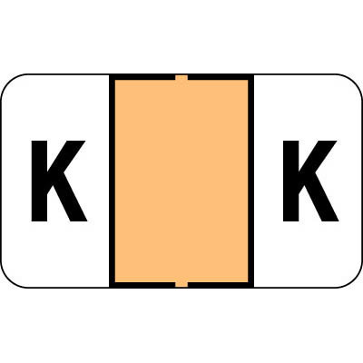 Control-O Fax Alpha Label System - Letter 'K' - Light Orange - 15/16" H x 1-5/8" W - Sheets for File Box - 225 Labels Per Pack
