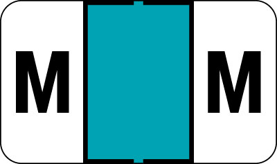 Control-O Fax Alpha Label System - Letter 'M' - Turquoise - 15/16" H x 1-5/8" W - Sheets for File Box - 225 Labels Per Pack