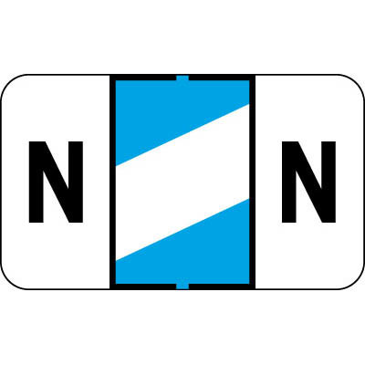 Control-O Fax Alpha Label System - Letter 'N' - BLUE w/ White stripe - 15/16" H x 1-5/8" W - Sheets for File Box - 225 Labels Per Pack