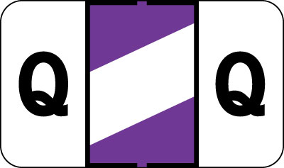 Control-O Fax Alpha Label System - Letter 'Q' - Purple w/ White stripe -15/16" H x 1-5/8" W - Sheets for File Box - 225 Labels Per Pack