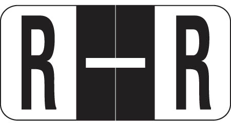 Reynolds and Reynolds Alphabetic Labels - R - Black - 500/Roll- 3/4"H X 1-1/2"W"