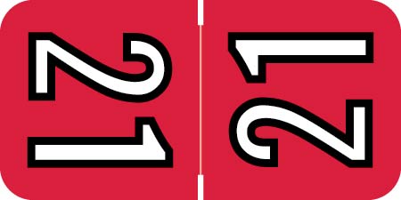 Colwell Top Tab  Yearband Label (Rolls of 500) - 2021 - Yellow - COYM Series - Laminated -3/4" H x 1-1/2" W