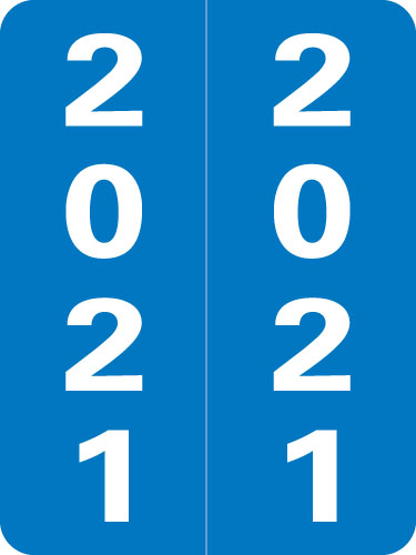 Smead Yearband Label (Rolls of 500) - 2021 -BLUE - SLYM Series - Laminated - 2" H x 1-1/2" W