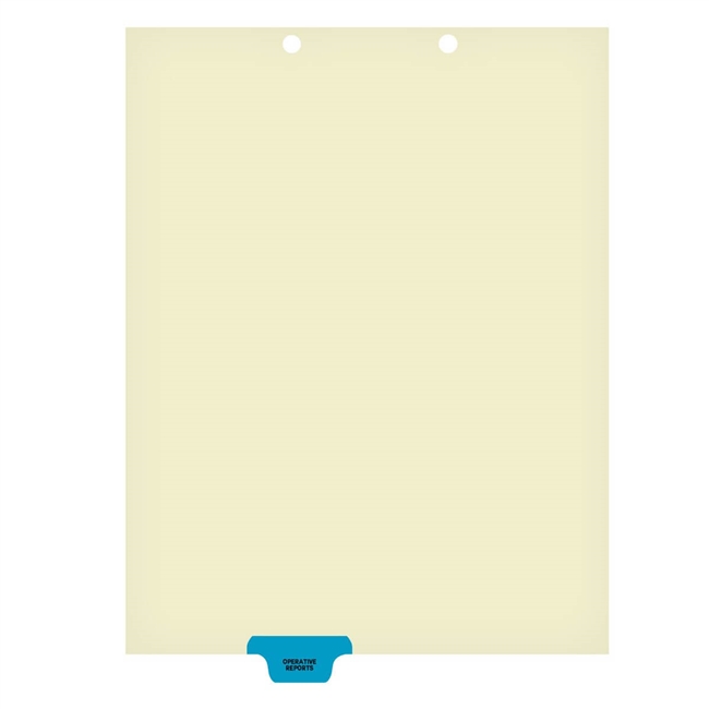 "Operative Reports" -Chart Dividers -  Bottom Tab in Position 3 - Blue Colored Tab - 125# Manila Stock -100/Package