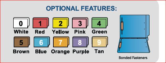 Purple End/Top Tab Numeric Kardex Folders - Letter Size - 3/4" Expansion - With Fasteners in Positions 1 & 3 - 50/Box